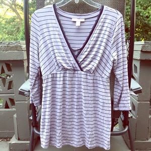 Pea in the Pod Purple Stripe Maternity Nursing Shirt Sz M